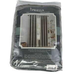NEW Priella 50-in x 95-in Room Darkening Grommet Top Window Curtain Panel Grey